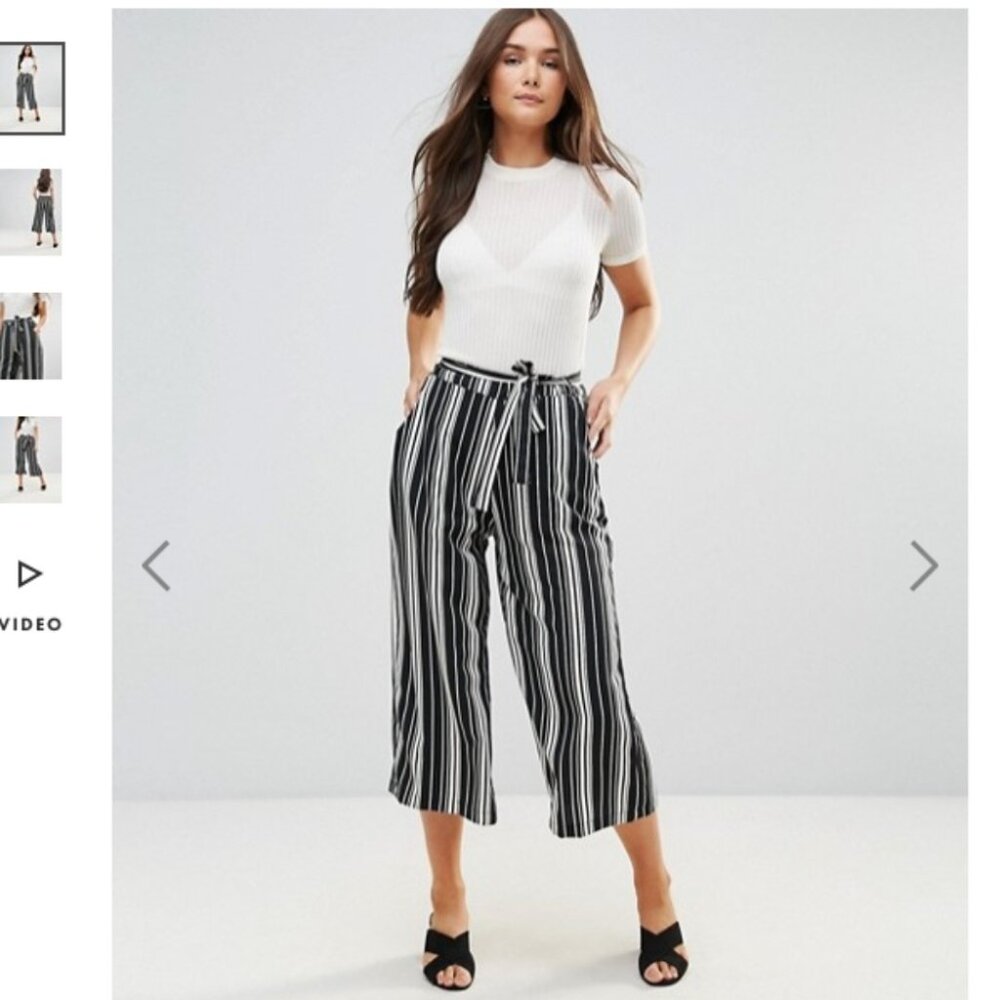 ASOS Black & White Striped Wide Leg Pants
